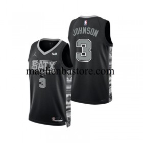Maglia NBA San Antonio Spurs Keldon Johnson 3 Jordan 2022-2023 Statement Edition Nero Swingman - Uomo